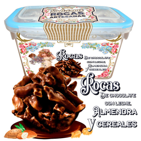 Rocas de almendra y cereales con chocolate con leche