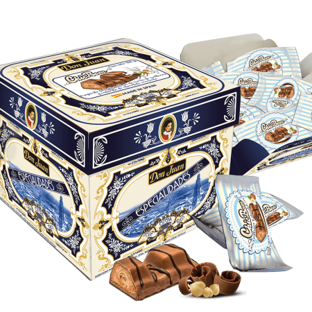Estuche gourmet de bocaditos de avelllana y chocolate