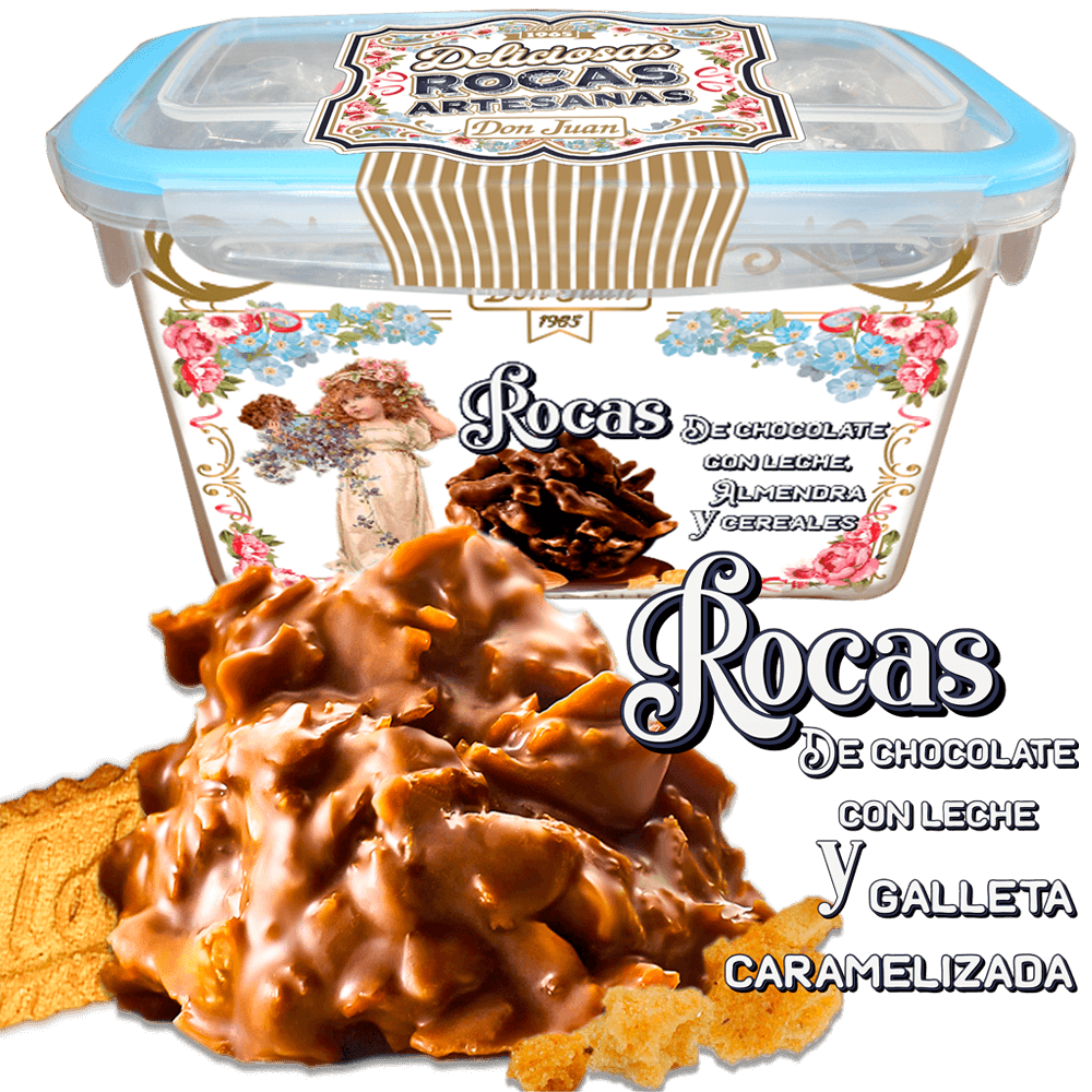 Rocas de galletas caramelizadas con chocolate con leche