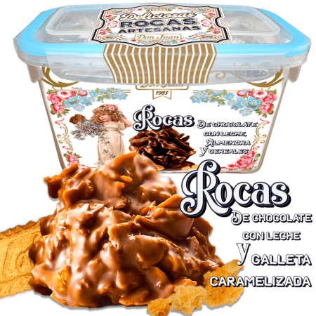 Rocas de galletas caramelizadas con chocolate con leche