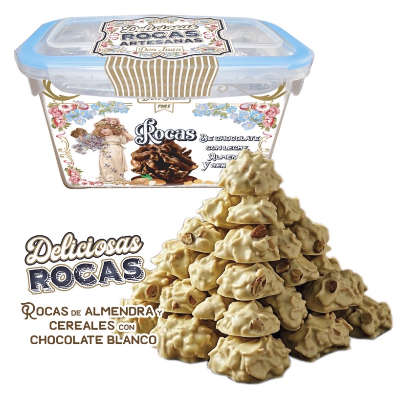 Rocas de Almendra y Cereales con Chocolate Blanco