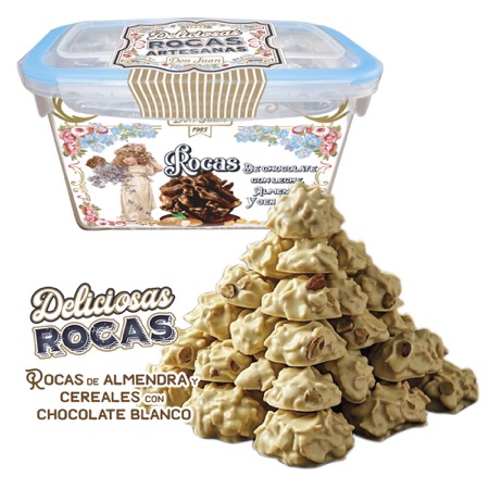 Rocas de Almendra y Cereales con Chocolate Blanco
