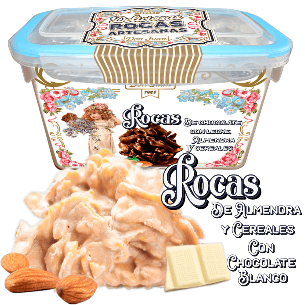 Rocas de almendra y cereales chocolate blanco
