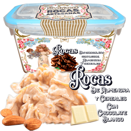 Rocas de almendra y cereales chocolate blanco