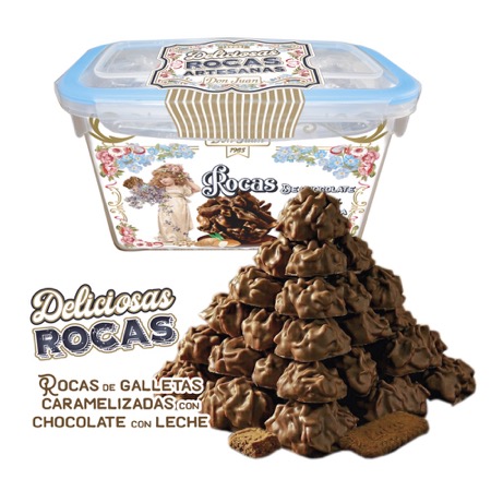 Rocas de Galletas Caramelizadas con Chocolate con Leche